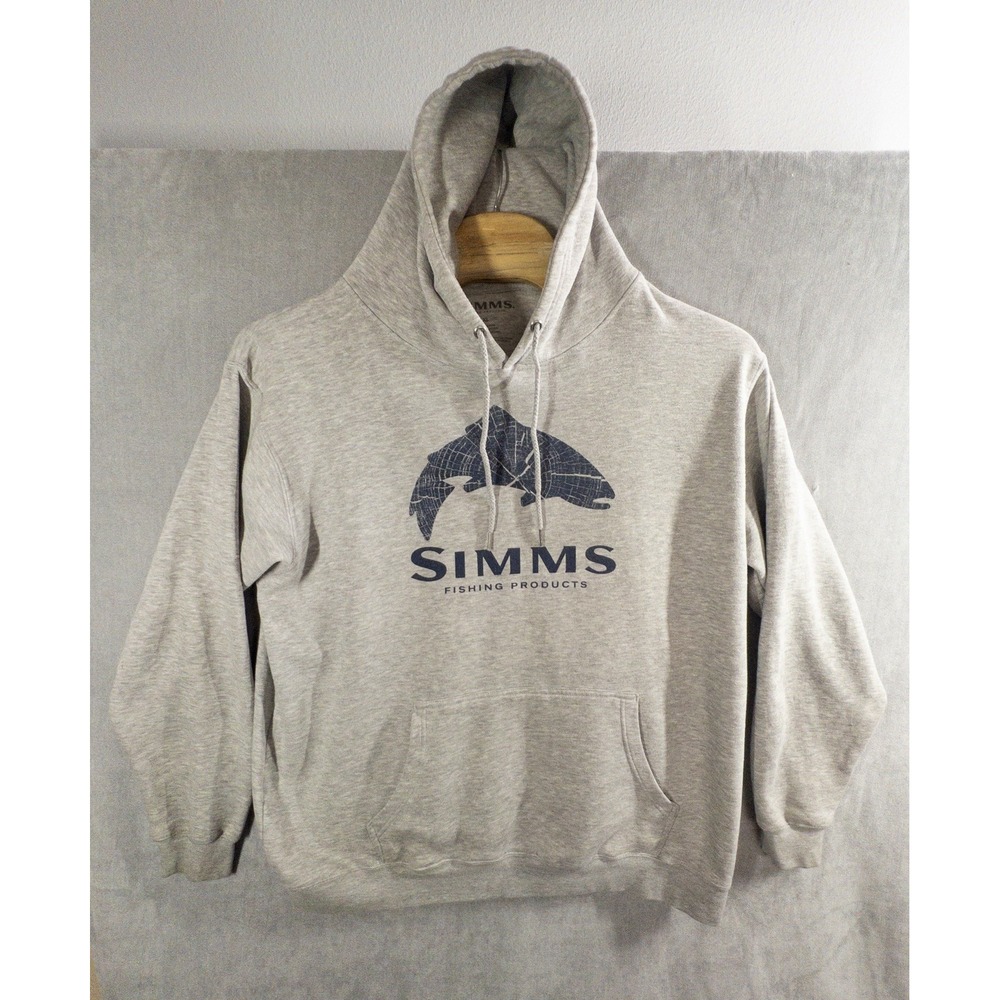 Simms Fishing Gray Fleece Hoodie Mens XL Outdoors Gorpcore Camping Boating